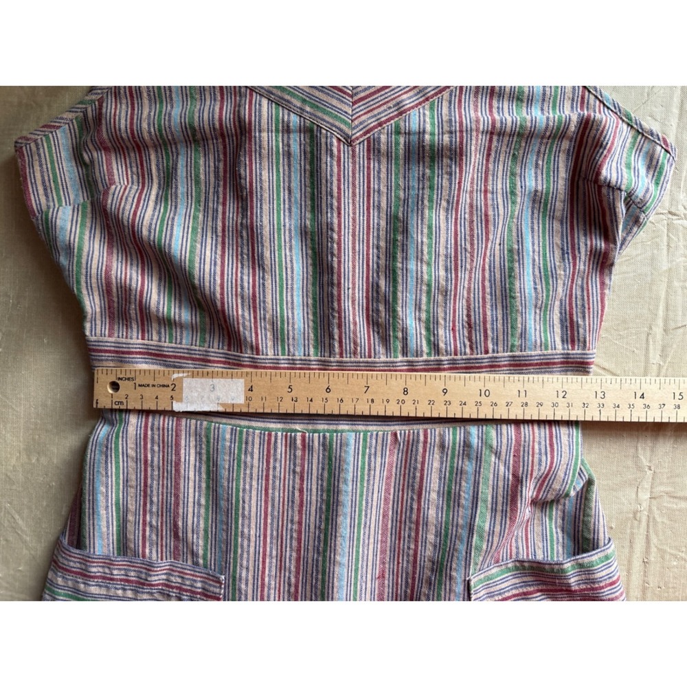 MONTEAU Multi Stripe Spaghetti Strap Mini Dress Pockets Elastic Waist Size M - Picture 5 of 8